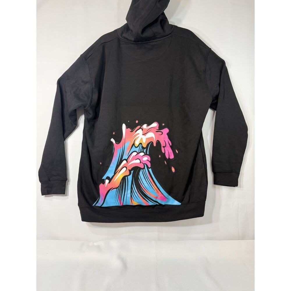 Wave Club Hoodie XL Black Graphic Wave Sweatshirt  Pullover USA Made NWOT